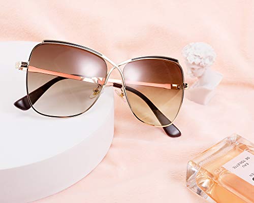 FEISEDY Womens Aviator Sunglasses Oversized Butterfly X Shape Design Cateye Cute Lady Sunglasses B2738