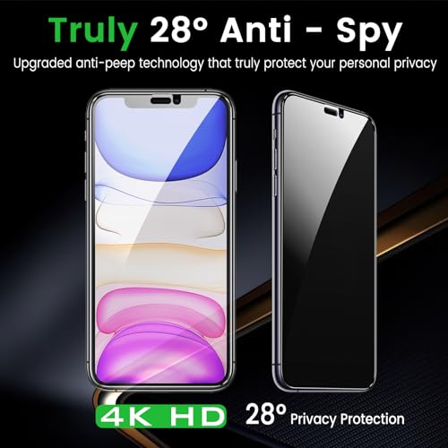 NBiefuny 3 Pack Privacy Screen Protector for iPhone 11 6.1 Inch with 3 Pack Camera Lens Protector, Anti Spy Tempered Glass Film, Anti-Scratch, Touch Sensitive, Case Friendly