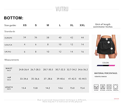 VUTRU Women's Tennis Skorts Athletic Quick-Dry Lightweight Golf Skorts Skirts with Phone Pockets Running Workout Skorts Black