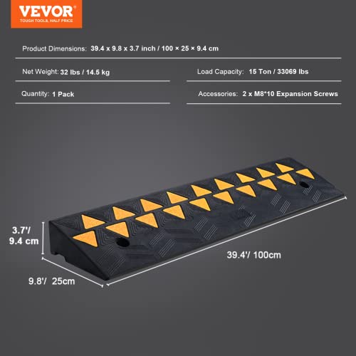 VEVOR Rubber Curb Ramp 3.7 Rise Height, Driveway Ramp for Car, 15T Heavy Duty Rubber Sidewalk Curb Ramp for Forklifts, Trucks, Buses, Cars, Wheelchairs, Bikes