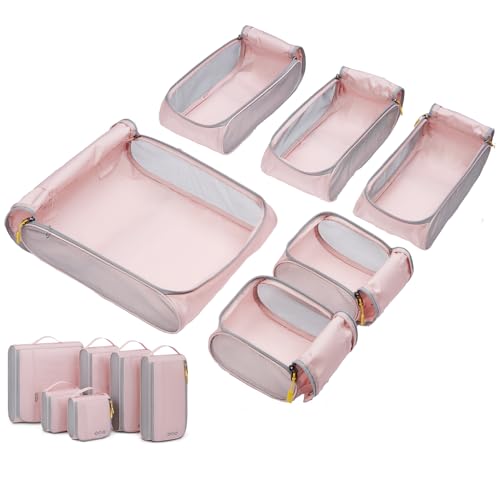 BAGSMART Keep Shape Packing Cubes for Travel, 6 Set Travel Cubes for Packing, Lightweight Suitcase Organizer Bags Set for Travel Essentials