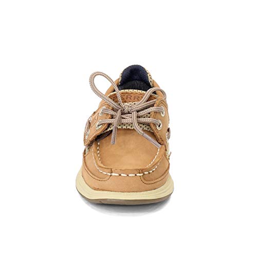 Sperry boys Lanyard boat shoes, Dark Tan/Navy, 5 Big Kid US