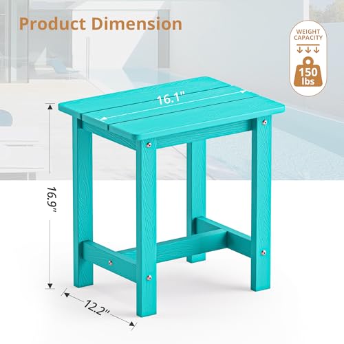 LUE BONA Outdoor Side Table, HDPS Small Outdoor Table, Rectangle Adirondack Side Table, Outside End Table for Patio, Porch, Pool, Weather Resistant/Easy Maintenance/Indoor or Outdoor Use, Sky Blue