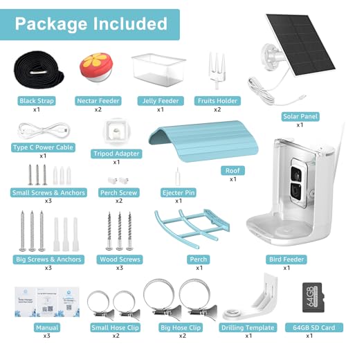birdsnap® PAV - Smart Bird Feeder with Camera, 5 DIY Add-ons & 64G SD Card Auto Record Bird Video Bird House for Outside, AI Identify Bird Auto Capture with Solar Panel, Ideal Gift for Bird Lover