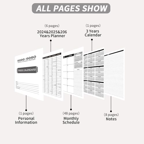 Monthly Planner 2024-2026, 2024 Calendar 24 Months Planner, JULY 2024 - JUNE 2026, 8.5" x 11", 2024 Academic Planner Hard PVC Cover with Spiral Bound, Perfect for School & Office for Women & Men