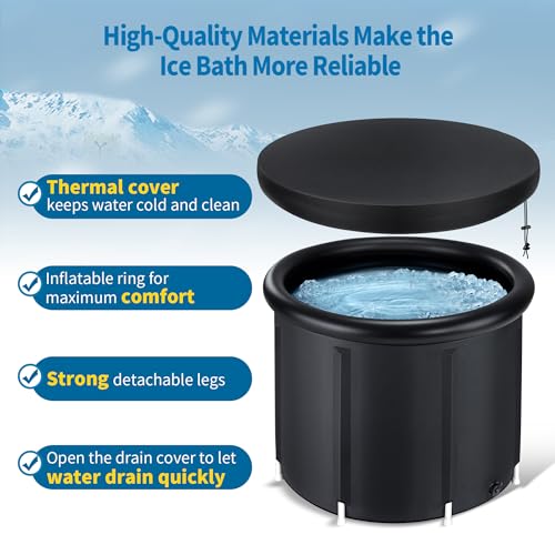 Jecoo Ice Bath Tub for Athletes Portable Cold Plunge Tub with Cover, Large Capacity Multiple Layered Cold Plunge for Recovery Ice Bath at Home/Outdoor