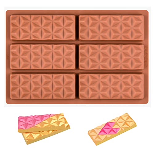 Fimary 1 Pc Chocolate Bar Mold Deep Dubai Break Apart Candy Molds Thick Stuffed Silicone Molds for Filling Knafeh Pistachio Chocolate Bar and Wax Melts Large (Pyramid Shape)