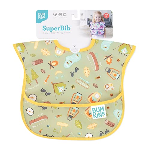 Bumkins Bibs for Girl or Boy, SuperBib Baby and Toddler for 6-24 Months, Essential Must Have for Eating, Feeding, Baby Led Weaning, Mess Saving Waterproof Soft Fabric, 3-pk DC Comics Justice League