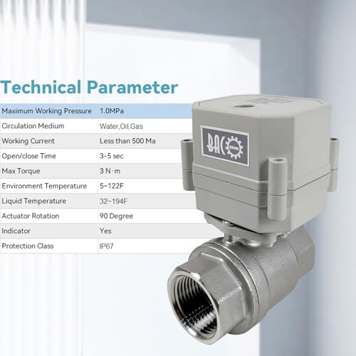BACOENG 2 Way Motorized Ball Valve, 1 Inch DN25 Electrical Ball Valve, 110VAC Stainless Steel Electric Water Valve