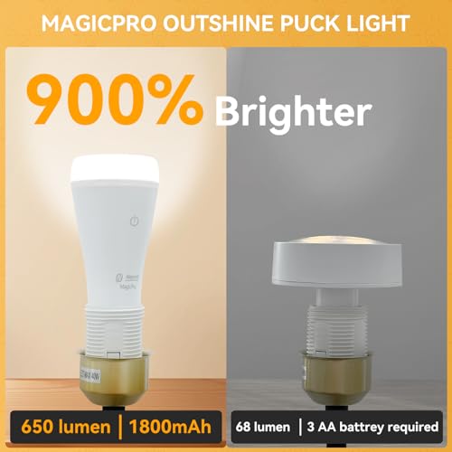Neporal MAGICPRO Smart Rechargeable Light Bulbs with Remote, USB+Socket Rechargeable Battery Operated Light Bulb for Lamp and Sconces, 2 Hrs Fast Charging Last 5-52 Hrs, 9+3 Colors (‎MagicPro RGB, 2)