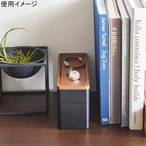 Yamazaki Home Rin Stacking Watch and Accessory Case, Jewelry Box Organizer For Glasses, 2-Tier - 2-Tier,Black