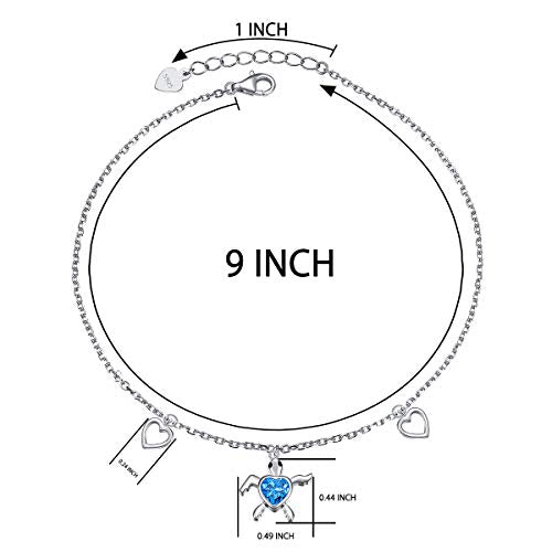 FLYOW Turtle Heart Anklet for Women 925 Sterling Silver Adjustable Beach Sea Animal Tortoise Foot Chain Ankle Bracelet Birthday Gift (Turtle Ankle Bracelet)