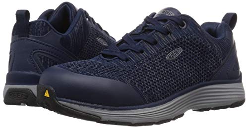 KEEN Utility Women's Sparta Low Alloy Toe Non Slip Work Shoe, Mood Indigo/Steel Grey, 8.5 Medium US