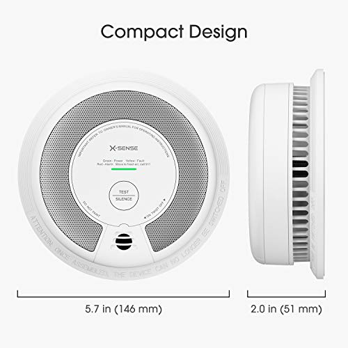 X-Sense 2-in-1 Smoke and Carbon Monoxide Detector Alarm (Not Hardwired), 10-Year Battery-Operated Dual Sensor Fire & CO Alarm, SC06, 1-Pack