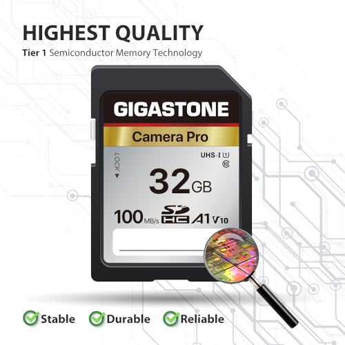 [5-Yrs Free Data Recovery] GIGASTONE 32GB SD Card 2-Pack, Camera Pro, A1 V10 SDHC Memory Card Compatible with SPYPOINT TACTACAM Trail Camera, with 2 Mini Cases