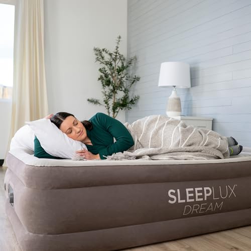 SLEEPLUX Dream Luxury 18" Twin Air Mattress with Built-in AlwayzAire Dual Pump, True-to-Size Raised Inflatable Mattress, Blow Up Bed with Ultra-Soft Flocked Top and Sides, 1-Year Warranty