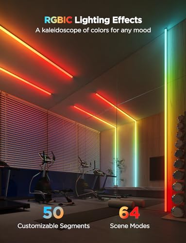 Govee RGBIC LED Strip Lights 9.8ft with Covers, Smart LED Lights Work with Alexa and Google Assistant, LED Diffuser Channel with LED Lights for Bedroom, Skirting Lines, Studio, Cabinet