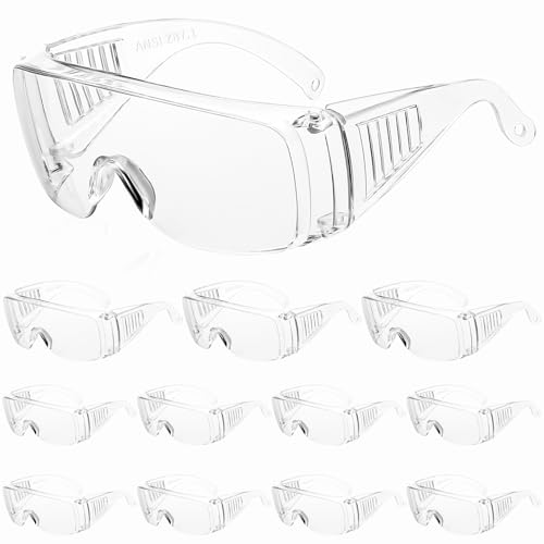 WFEANG Clear Safety Glasses bulk, Lightweight Protective Eyewear For Men Women, Over Goggles Impact Scratch Resistant