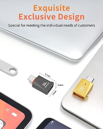 AIYEEN Upgraded Zinc Alloy USB C to USB Adapter 2 Pack, Type C Male to USB 3.0 Female Converter, OTG Adapter with Keychain, Compatible with iPad Samsung Galaxy Google Pixel (Gold+Black)