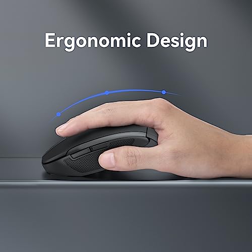 TECKNET Folding Wireless Mouse, 2.4G Travel Mouse with USB Receiver, Wireless Mouse for Laptop, Notebook, PC, Computer, Portable Mouse 3 Adjustable DPI 2000/1500/1000, 24 Months Battery Life