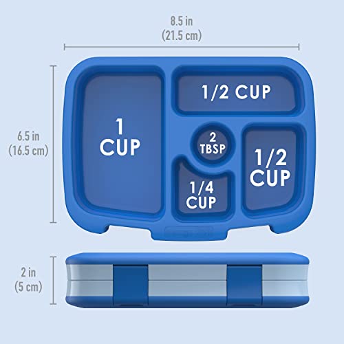 Bentgo Kids Bento-Style 5-Compartment Leak-Proof Lunch Box - Ideal Portion Sizes for Ages 3 to 7 - Durable, Drop-Proof, Dishwasher Safe, BPA-Free, & Made with Food-Safe Materials (Blue)