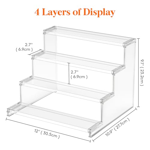 Lifewit 4 Tier Clear Cupcake Stand, Display Shelf for Cupcake, Desserts, Figurines, Display Risers Stand for Holiday, Birthday, Wedding Party Decor,1-Pack,12inch