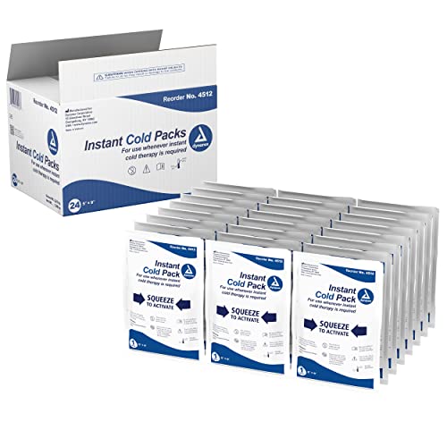 Dynarex Disposable Ice Packs for Injuries - Instant Cold Packs for First Aid, Swelling, Sprains & Abrasions - Single Use Cold Pack & Cold Compress Packs for Joint & Muscle Pain - 24-Pack, 4X5-Inch