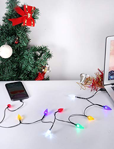 LED Christmas Light Phone Charger Cord USB Charging Cable Gift for Phone 14/13/12/11 Pro/XS/XS Max/XR/X/8 Plus/ 8/7 Plus/7s Plus/6s/6/5s/5c/5Pad with 10 Lights Christmas Decorations (Black)