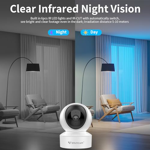 VSTARCAM Indoor Security Camera,2K HD WiFi Camera,Baby Camera,360° PTZ Camera,Dog Camera,Pet Camera,Baby Monitor,Night Vision,2-Way Audio,Hybrid Zoom,2.4G WiFi Camera (5G WiFi Camera CS49Q)