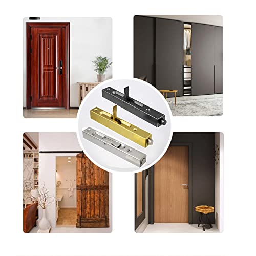 Xnrtop 2 Pcs Door Flush Bolt - 8 Inch Concealed Security Door Lock for French Doors, Composite Doors, Wood Doors, Double Doors, Dummy Doors, Stainless Steel Finish (Golden)