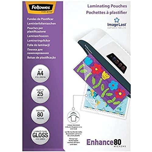 Fellowes ImageLast A4 80 Micron Laminating Pouch - (Pack of 25), Transparent