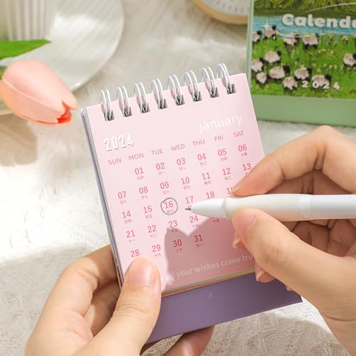 2024 Mini Desk Calendar Monthly Office Home School Decor Calendar 4.4" x 3.2" (Oct. 2023 to Dec. 2024)