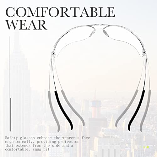 Queekay 50 Pcs Safety Glasses Impact UV Scratch Glasses Bulk Eye Protection for Men Working Lab Construction Science(Clear)