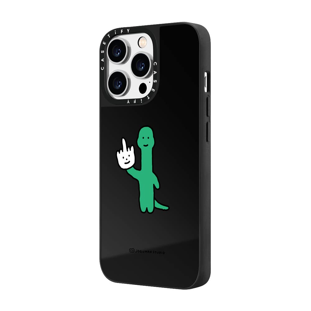 CASETiFY Mirror Case for iPhone 14 Pro Compatible with Magsafe - Talk to The Hand - Black on Black