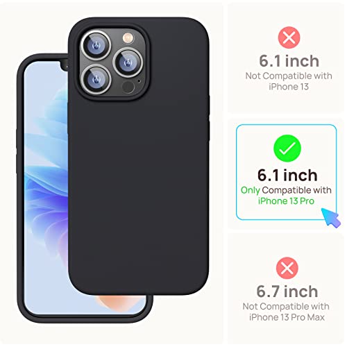 GOODVISH 3 in 1 Designed for iPhone 13 Pro 6.1" Liquid Silicone Case 2021 [2 Pack Screen Protector] Enhanced Full Body Protection Shockproof Anti-Scratch Never Yellow Phone Cover Case Slim, Black