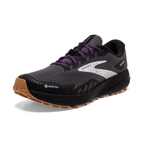 Brooks Women’s Divide 4 GTX Waterproof Trail Running Shoe - Black/Blackened Pearl/Purple - 5 Medium