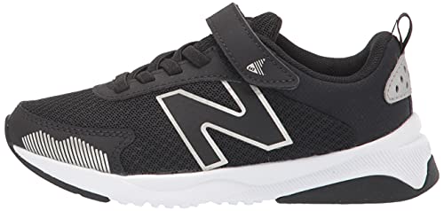 New Balance Unisex Child Dynasoft 545 V1 Hook And Loop Running Shoe, Black/White/Silver Metallic, 8 Wide Toddler US