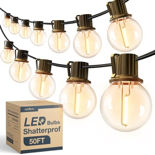 addlon 96(2 * 48) FT Outdoor String Lights, Waterproof Globe Patio Lights with 58+2 Dimmable G40 Bulbs, UL Listed Hanging Lights for Bistro Garden Porch Party Tents