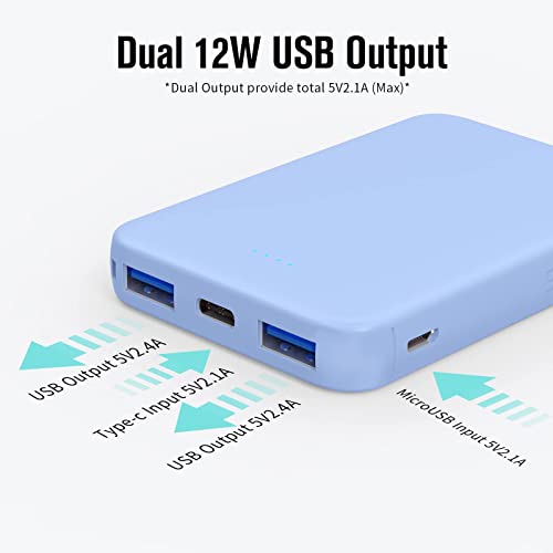 VANYUST S22 Portable Charger, Power Bank, 5000mAh USB-C Out Fast Charging External Battery Pack Compatible for iPhone 15 14 13 12 11 X Samsung S22 S21 Google iPad etc(Blue)