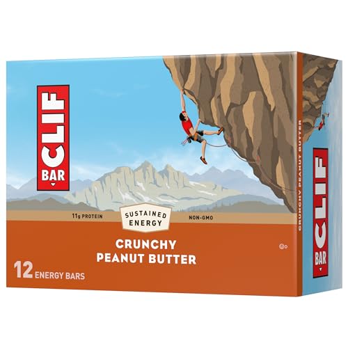 CLIF BAR - Crunchy Peanut Butter - Made with Organic Oats - 11g Protein - Non-GMO - Plant Based - Energy Bars - 2.4 oz. (12 Pack)