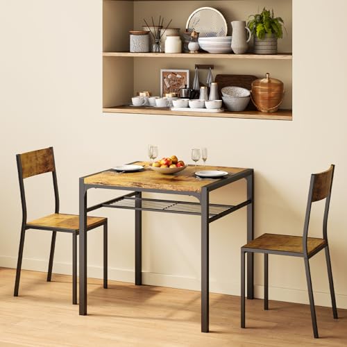 Gizoon Dining Table Set for 2, 3 Piece Kitchen Table with 2 Chairs for Small Space, Apartment, Kitchen, Dining Room, Space-Saving