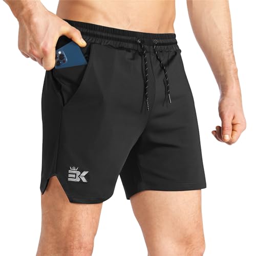 BROKIG Mens Inzip Lightweight Gym Workout Shorts, Athletic Short Shorts Fitted Lifting Shorts with Zipper Pockets(Small,Army Green)