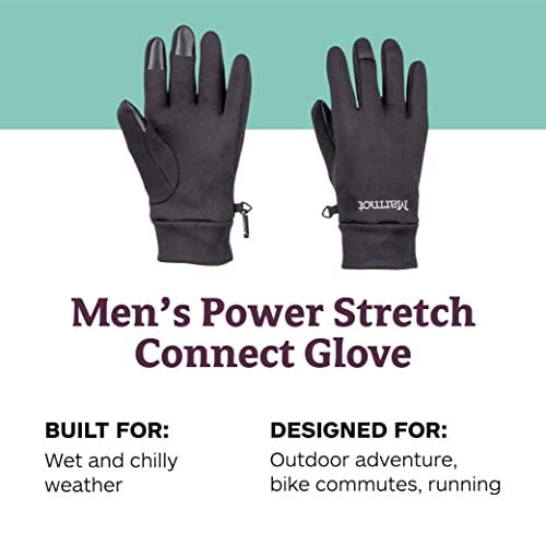 MARMOT Men's Power Stretch Connect Touchscreen Gloves, Black, X-Small