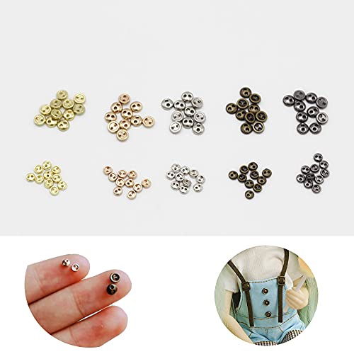 50 PCS 2 Hole Mini Metal Round Buttons Small Bread Buttons for Doll Clothes Bag Deoration Sewing Craft (Bronze, 3mm)