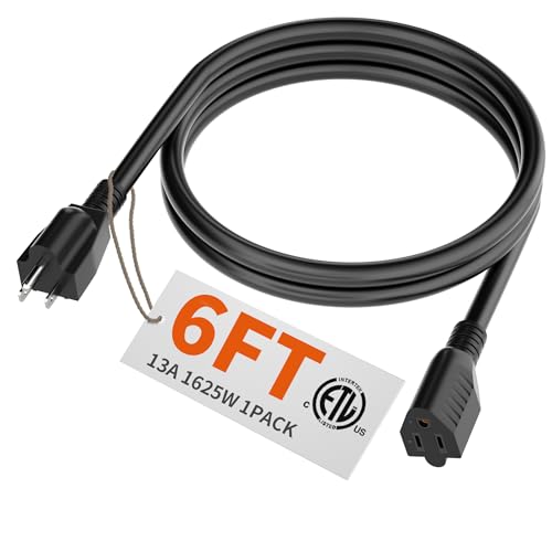 HUANCHAIN 3 FT(2 Pack) 16 Gauge Black Indoor Outdoor Extension Cord Waterproof, Flexible Cold Weather 3 Prong Electric Cord Outside, 13A 1625W 125V 16AWG SJTW, ETL Listed