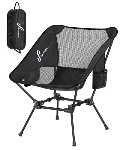 Sportneer Lightweight Portable Folding Camping Chair Compact Beach Camp Chairs for Adults Foldable Backpacking Chair Outdoor Chair for Camping Hiking Lawn Picnic Outside Travel (1, Black)