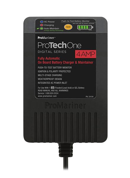 ProMariner 24104 ProTechOne Digital Series 4 Amp Fully Automatic On-board Battery Charger and Maintainer with Integrated AC Inlet