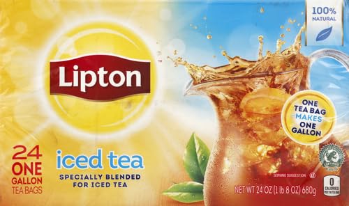 Lipton Unsweetend Iced Tea Bags, Gallon-Sized, 24 Total Tea Bags