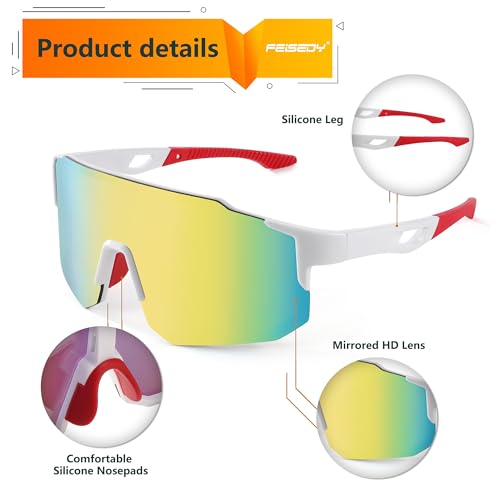 FEISEDY Sports Sunglasses Mens Women Baseball Sunglasses Biking Cycling Sunglasses for Teens UV400 Protection B2388