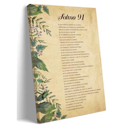Salmo 91 En Español Para Pared Poster Biblia Española Verso De La Bi Cuadros Para Dormitorios Poesía Wall Poster Art Canvas Printing Poster Office Bedroom Aesthetic Poster Frame-style 12x18inch(